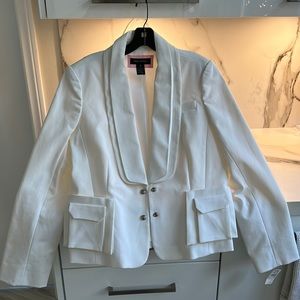 Pink Tartan label white cotton jacket